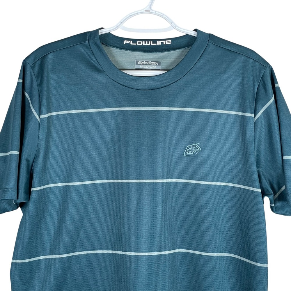 Troy Lee Designs Flowline Performance Cycling Shirt Mens M Blue Striped Stretch